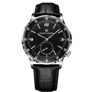 Pagani Design Black Leather Strap Black Dial Automatic Watch for Gents - PD1790