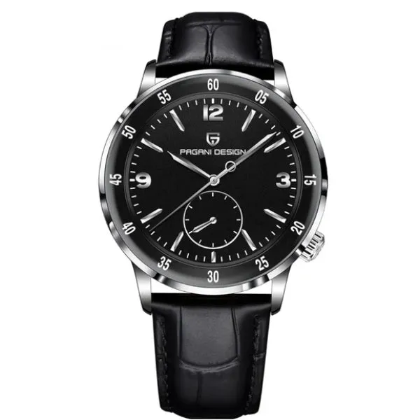 Pagani Design Black Leather Strap Black Dial Automatic Watch for Gents - PD1790