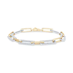 Paperclip Diamond and Gold Bracelet