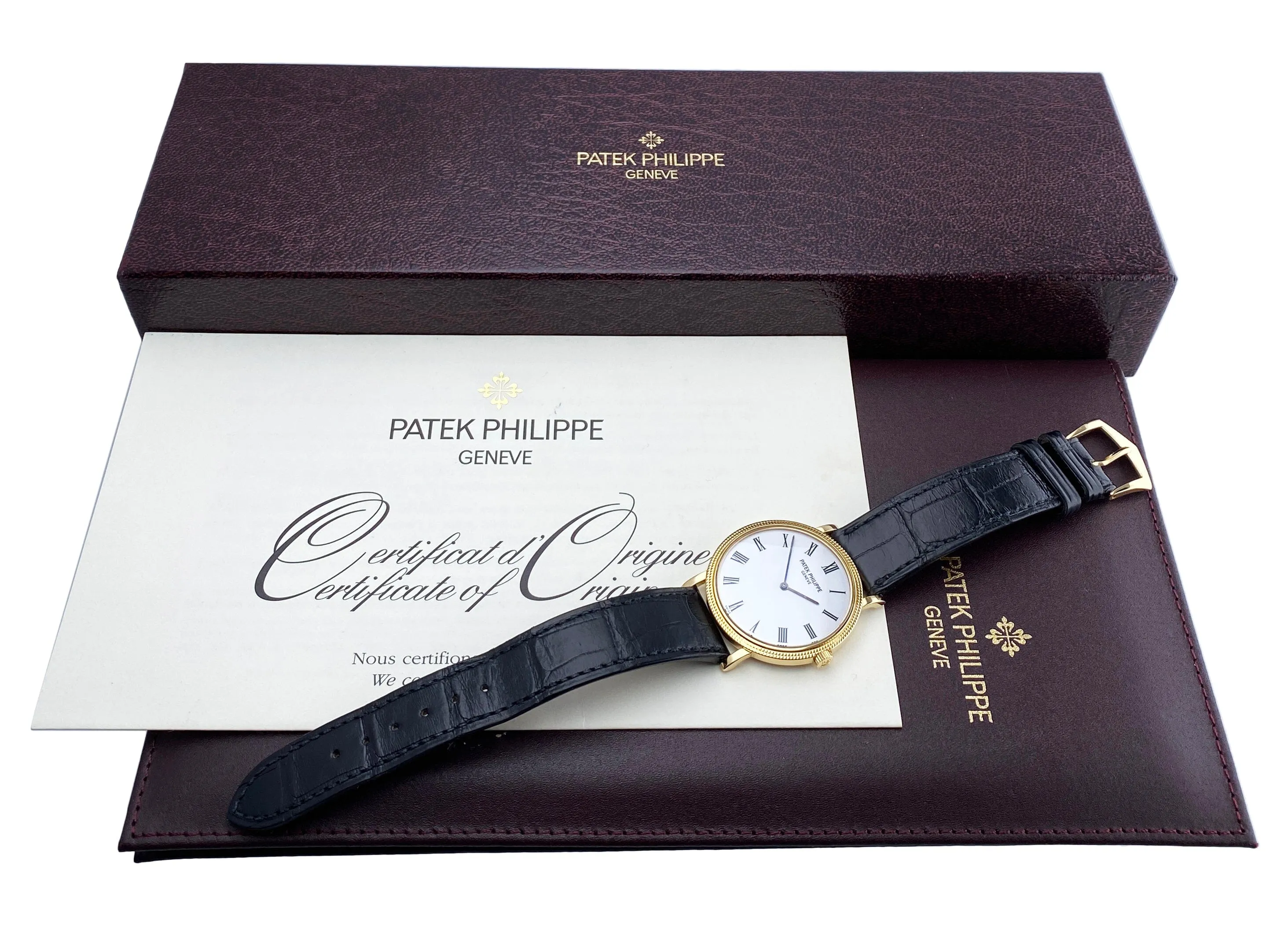 Patek Philippe Calatrava  5120J 18K Yellow Gold Mens Watch Box Papers