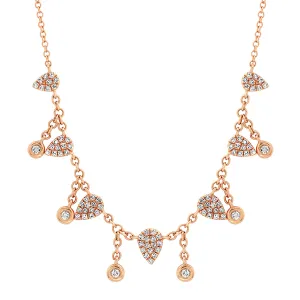 Pave Diamond Teardrops with Diamond Bezel Shakers Necklace