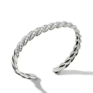 Pavéflex Bracelet in 18K White Gold with Diamonds, Size Medium