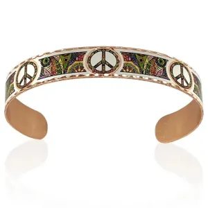 Peace sign narrow cuff bracelet