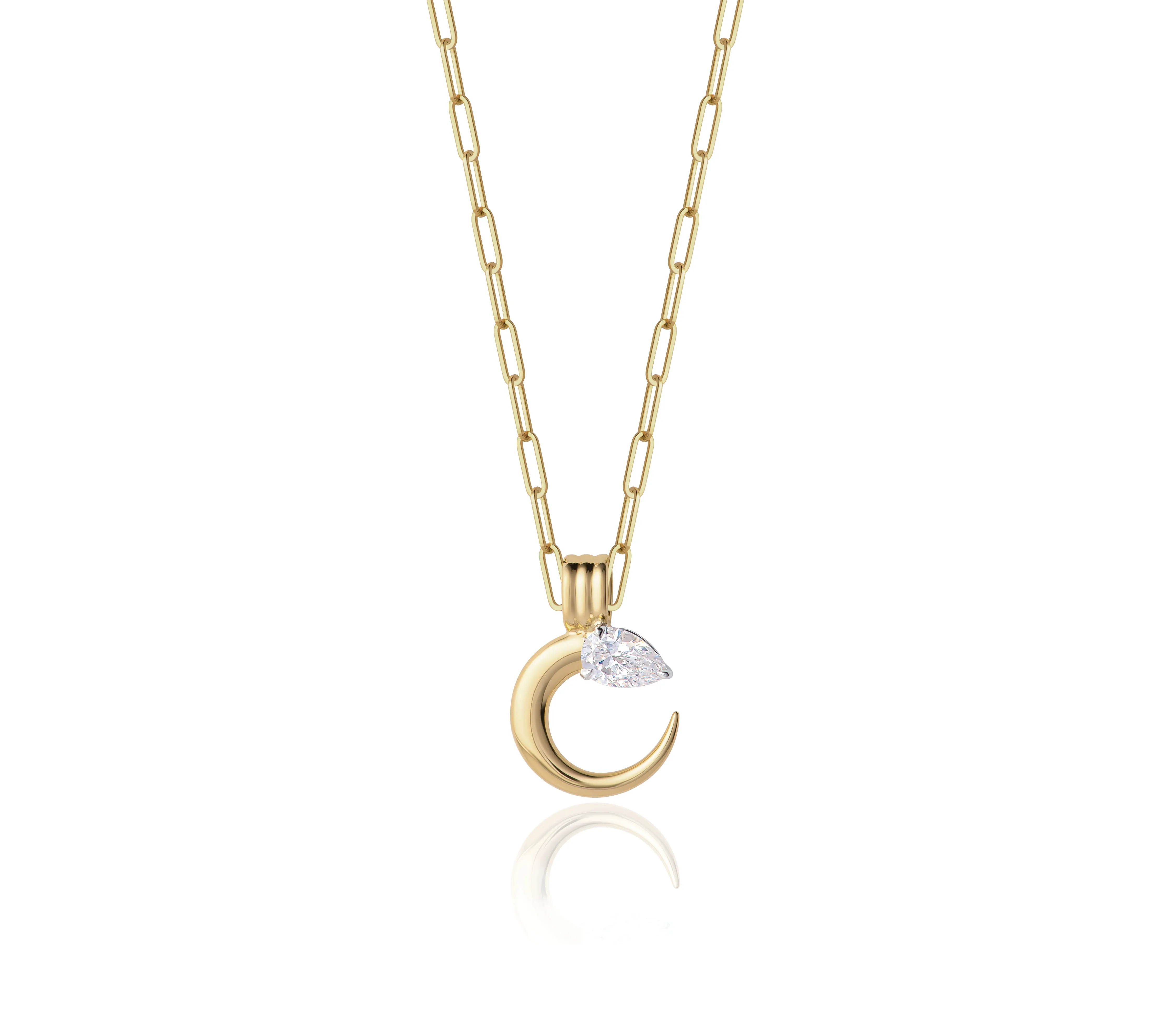 Pear Diamond Mini Crescent Necklace