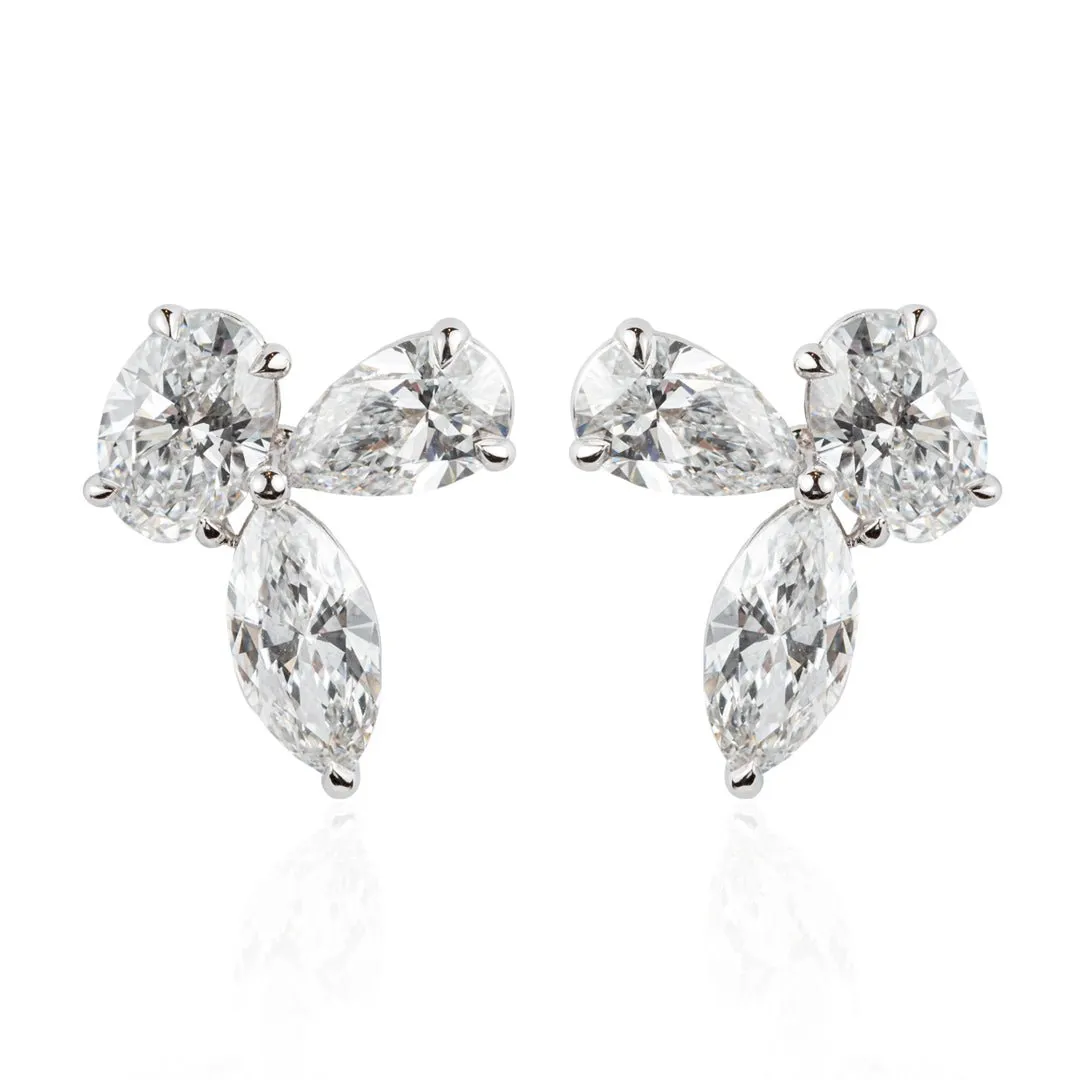 Pear, Marquise, and Oval Diamond Earrings