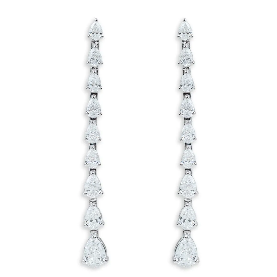 Pear-Shaped Diamond Long Earrings