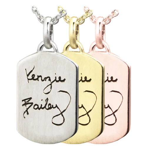 Petite Dog Tag Handwriting Pendant