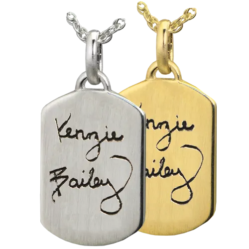Petite Dog Tag Handwriting Pendant
