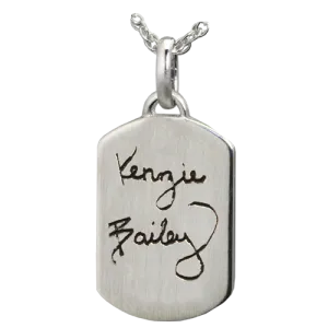 Petite Dog Tag Handwriting Pendant