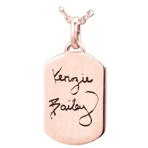 Petite Dog Tag Handwriting Pendant
