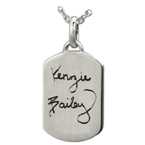 Petite Dog Tag Handwriting Pendant