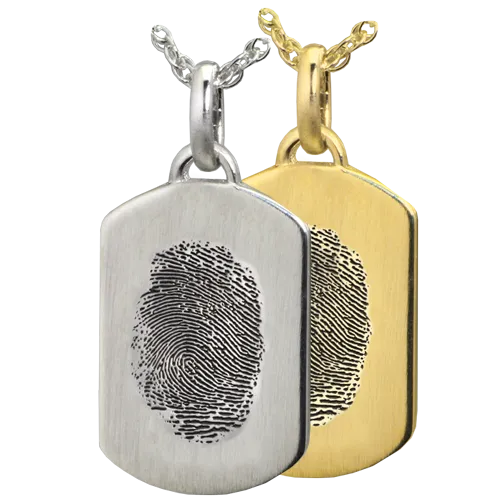 Petite Dog Tag with Fingerprint Pendant