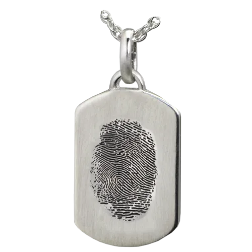 Petite Dog Tag with Fingerprint Pendant