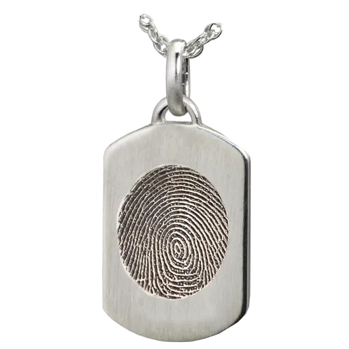 Petite Dog Tag with Fingerprint Pendant