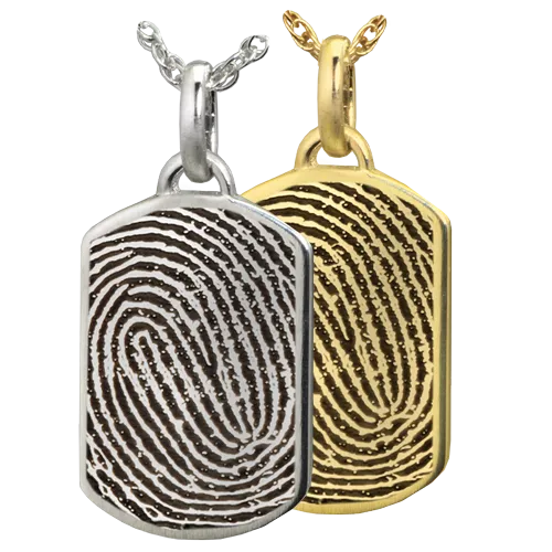 Petite Dog Tag with Fingerprint Pendant