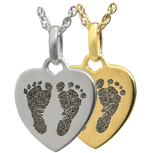 Petite Heart 2 Footprints Pendant