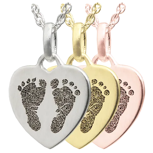 Petite Heart 2 Footprints Pendant