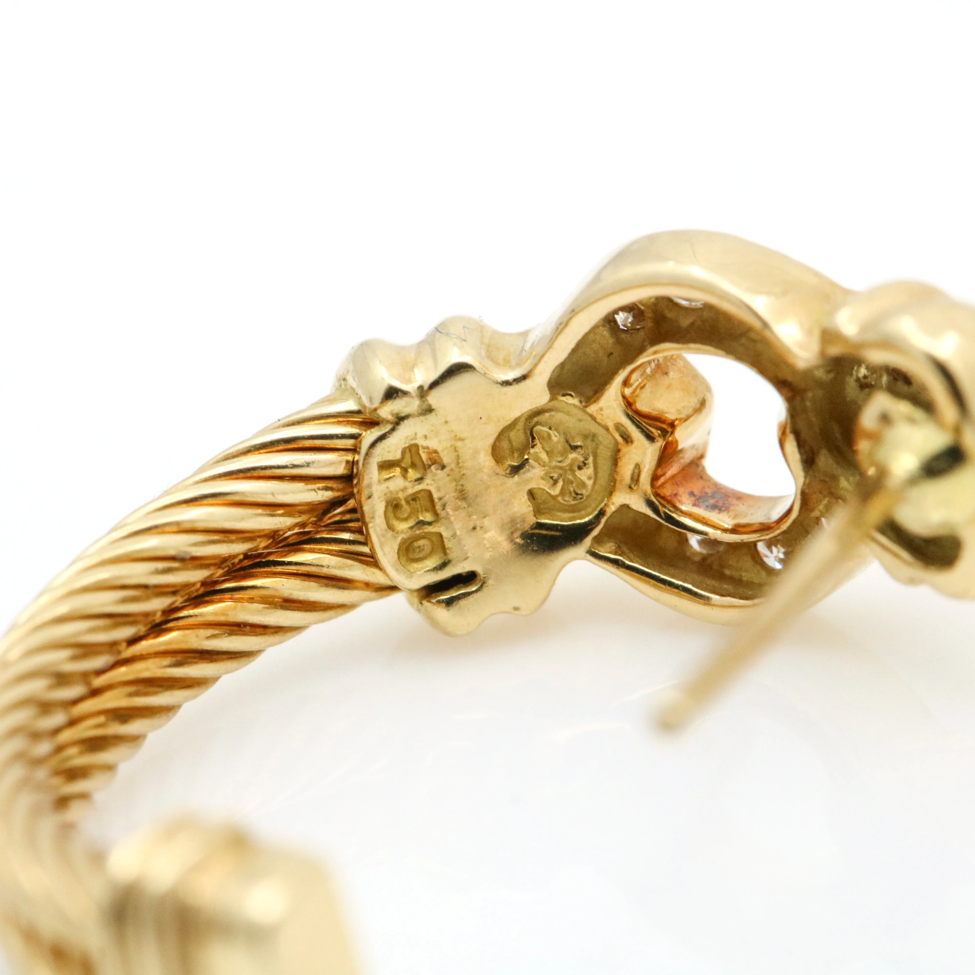 Philippe Charriol Women's Diamond Cable Half Hoop Earrings in 18k Yellow Gold