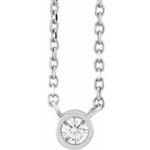 Platinum .06 CT Diamond Solitaire 16-18" Necklace