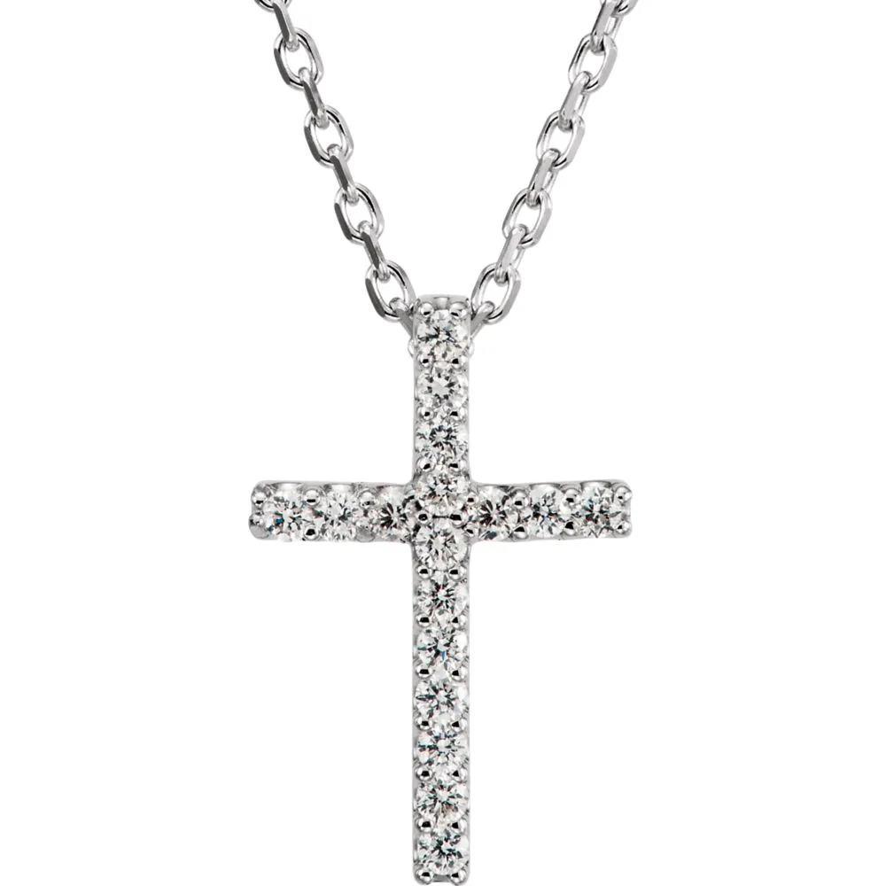 Platinum .085 CTW Diamond Cross 16" Necklace