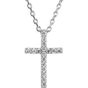 Platinum .085 CTW Diamond Cross 16" Necklace