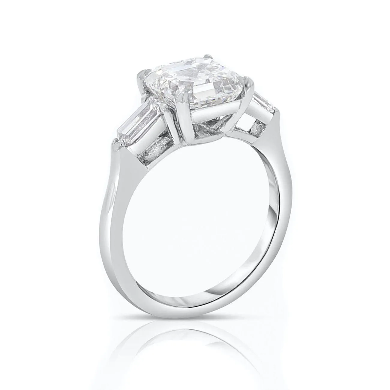 Platinum 3.24 ct Square Emerald Diamond Engagement Ring