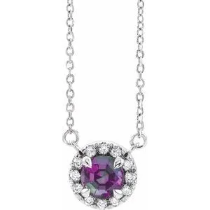 Platinum 3.5 mm Natural Alexandrite & .03 CTW Natural Diamond 18" Necklace