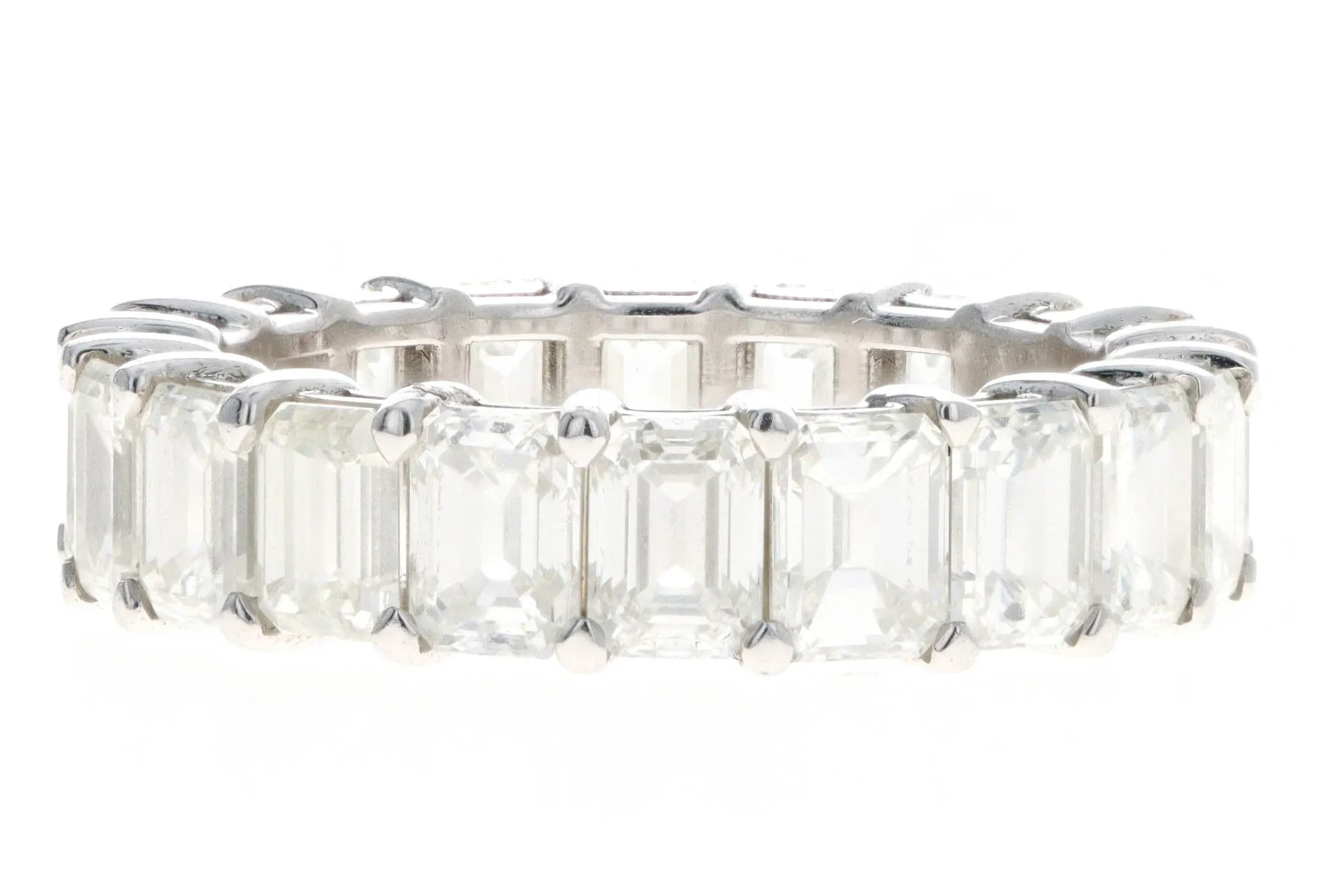 Platinum 4.72 Carat Total Weight Emerald Cut Diamond Eternity Wedding Band