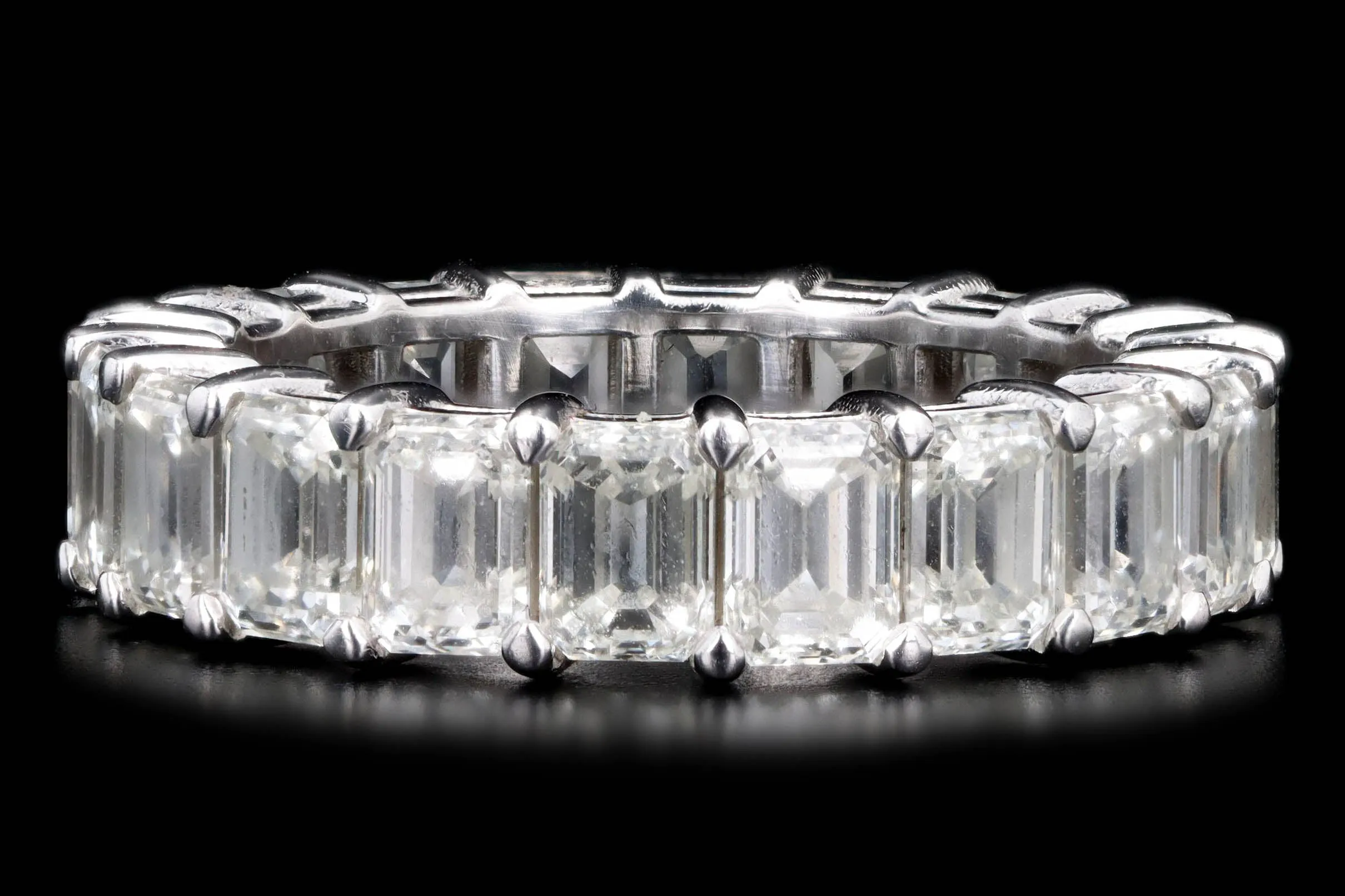 Platinum 4.72 Carat Total Weight Emerald Cut Diamond Eternity Wedding Band
