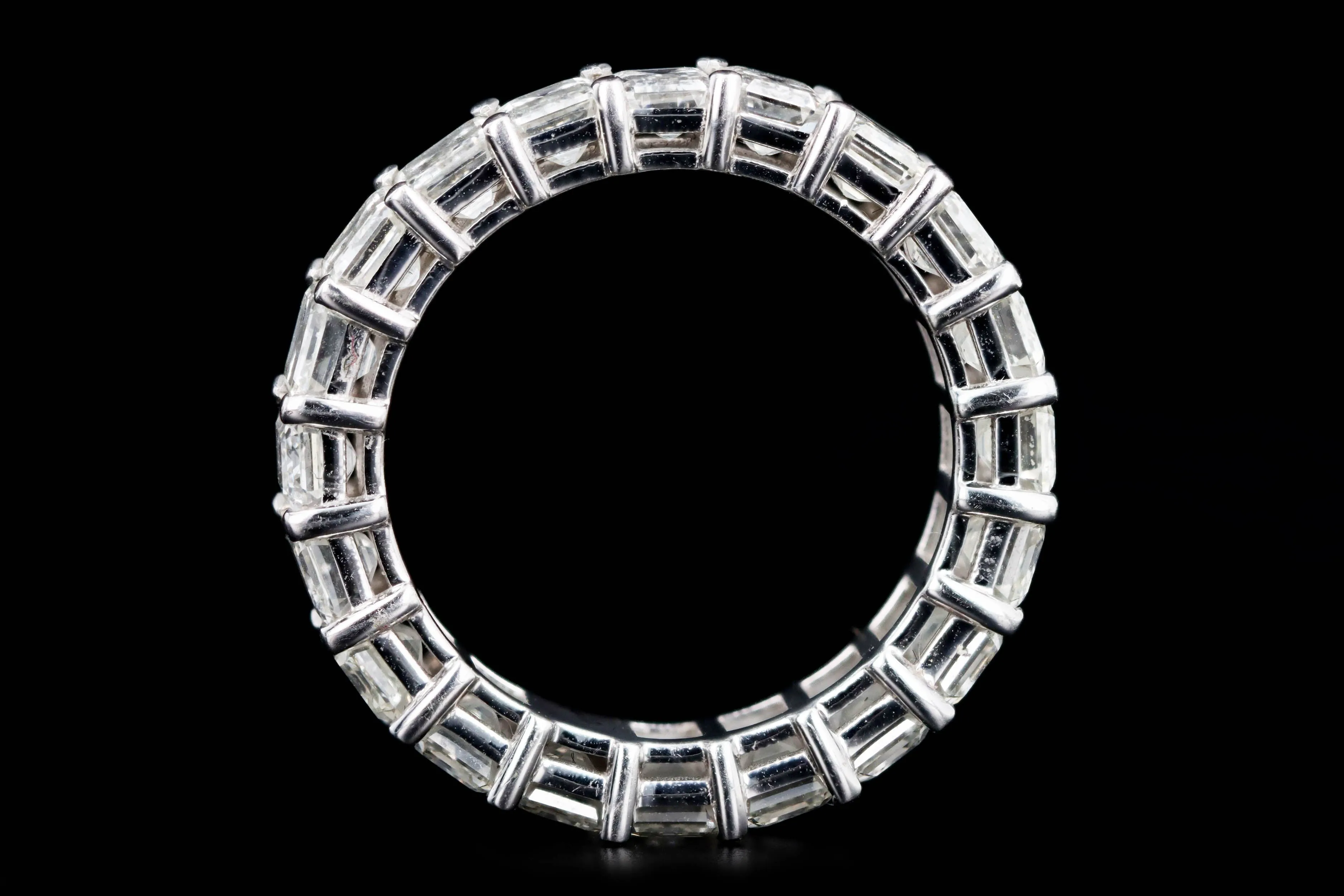 Platinum 4.72 Carat Total Weight Emerald Cut Diamond Eternity Wedding Band