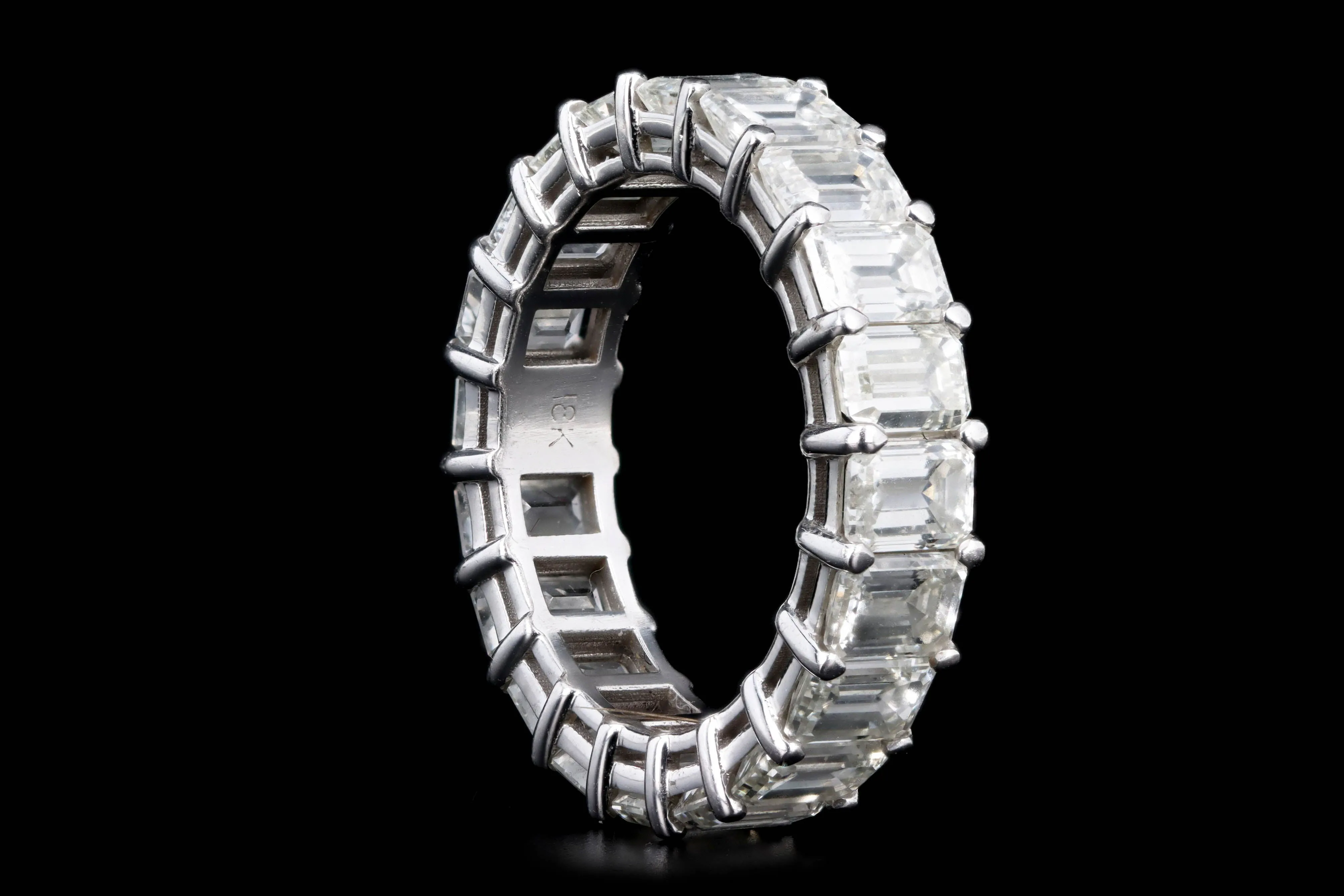 Platinum 4.72 Carat Total Weight Emerald Cut Diamond Eternity Wedding Band