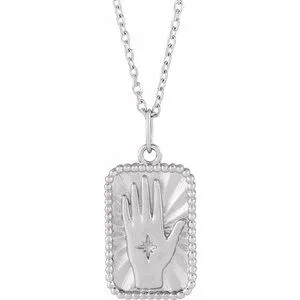 Platinum Hamsa Hand Tarot 16-18" Necklace