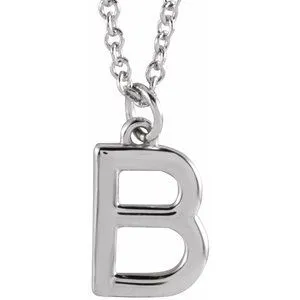 Platinum Initial B Dangle 16" Necklace