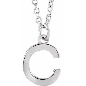 Platinum Initial C Dangle 16" Necklace