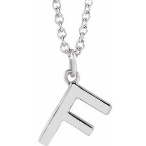 Platinum Initial F Dangle 18" Necklace