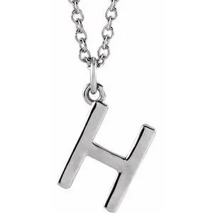 Platinum Initial H Dangle 18" Necklace