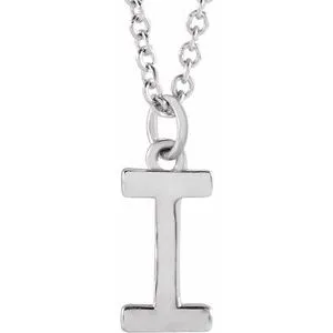 Platinum Initial I Dangle 18" Necklace