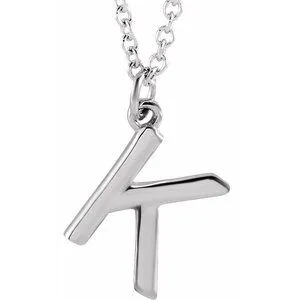 Platinum Initial K Dangle 16" Necklace