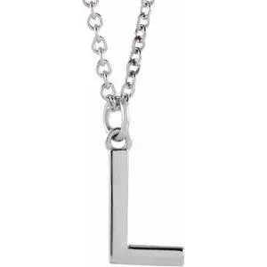 Platinum Initial L Dangle 16" Necklace