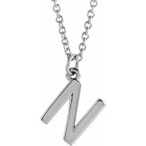Platinum Initial N Dangle 18" Necklace