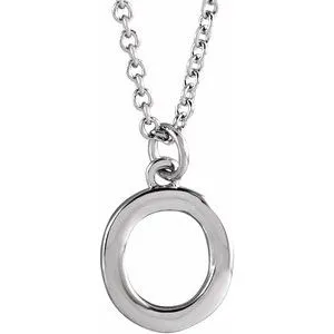 Platinum Initial O Dangle 18" Necklace