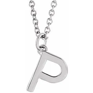 Platinum Initial P Dangle 18" Necklace
