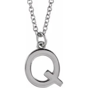 Platinum Initial Q Dangle 18" Necklace