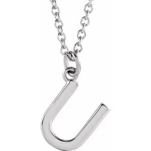 Platinum Initial U Dangle 16" Necklace