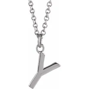 Platinum Initial Y Dangle 16" Necklace