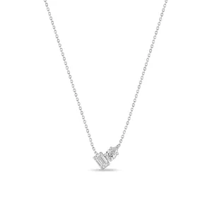 Platinum Mixed Pear & Emerald Cut Diamond Necklace - SALE