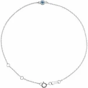 Platinum Natural Aquamarine Bezel-Set Solitaire 6 1/2-7 1/2" Bracelet