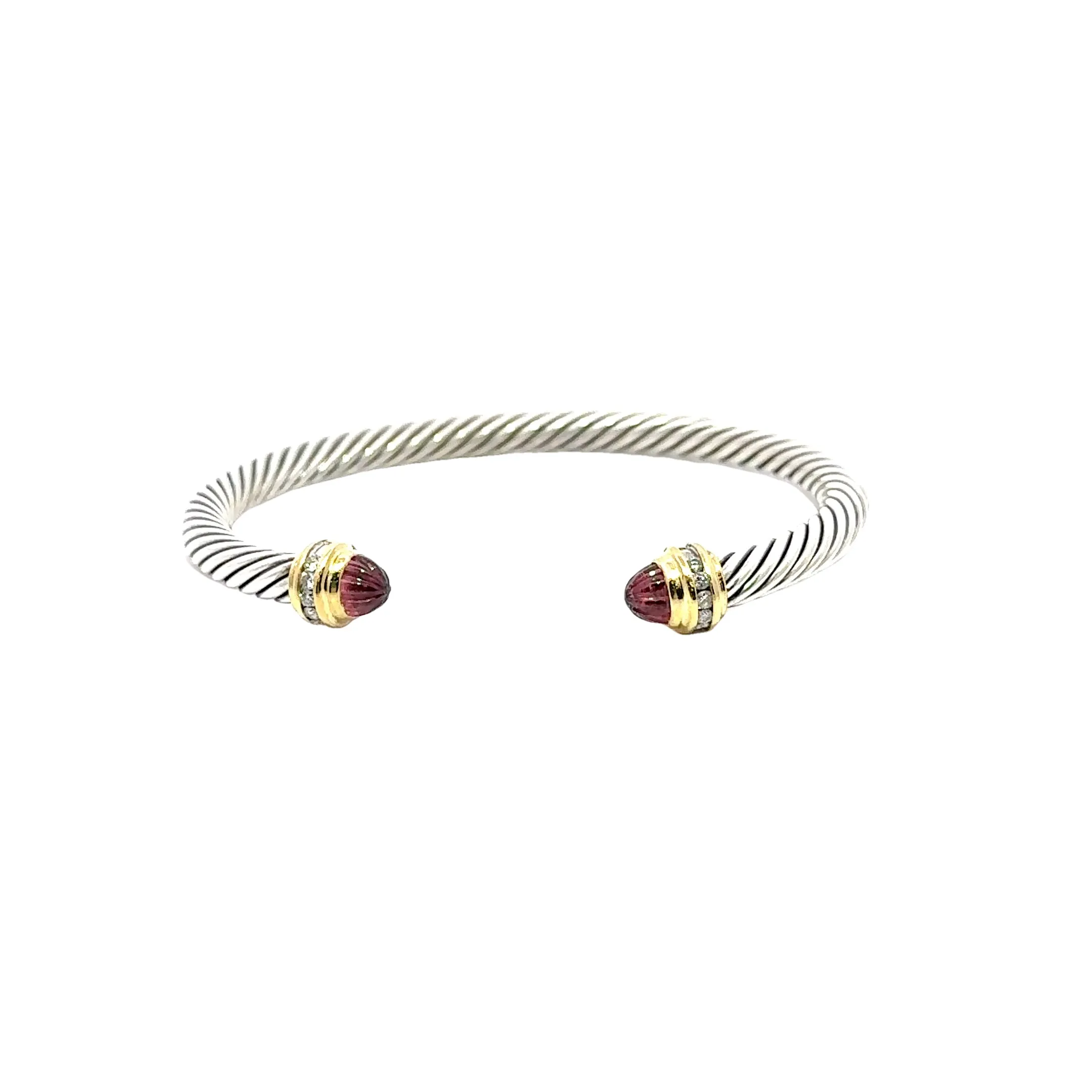 Pre-Owned David Yurman Pink Tourmaline Classic Cable Cuff