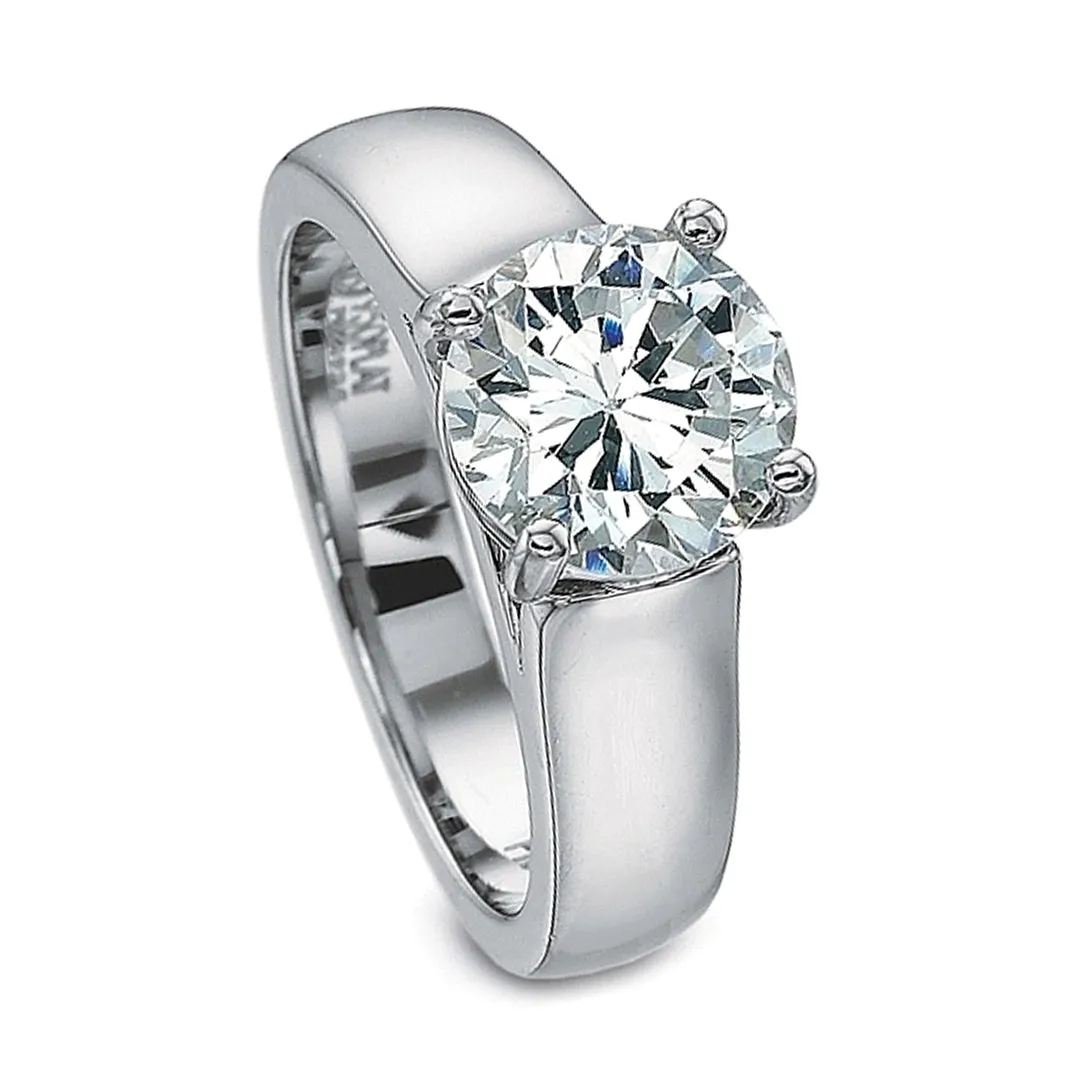 Precision Set Solitaire Wide Shank Diamond Engagement Ring