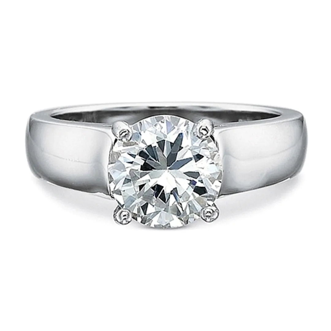 Precision Set Solitaire Wide Shank Diamond Engagement Ring